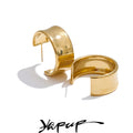 Yhpup 2025 New Smooth Metal Handmade Polish C-Shape Geometric Daily Earrings Minimalist Trendy Stainless Steel Versatile Jewelry