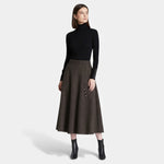Saia Elegante de Tweed para Mulheres com Bolsos