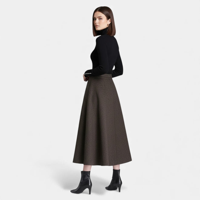Saia Elegante de Tweed para Mulheres com Bolsos