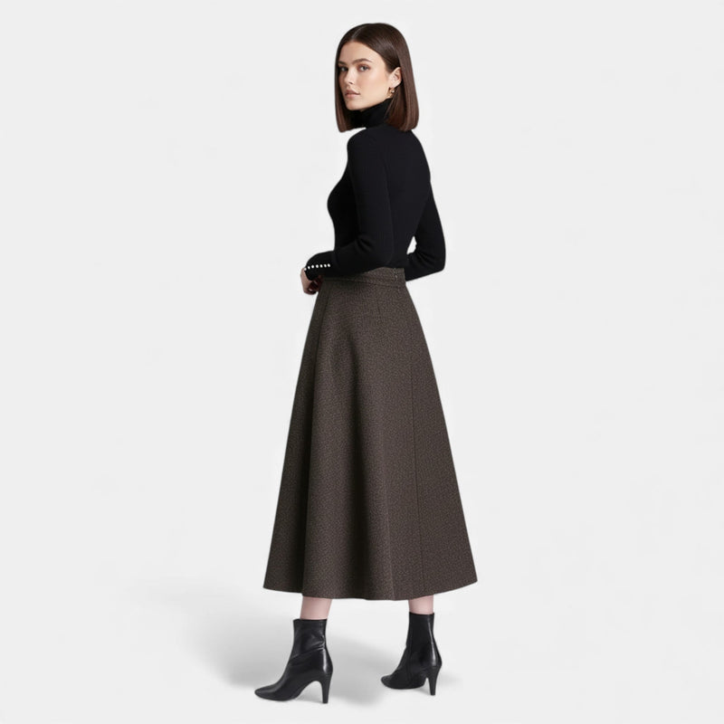 Saia Elegante de Tweed para Mulheres com Bolsos