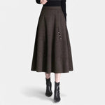 Saia Elegante de Tweed para Mulheres com Bolsos