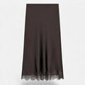 Saia Midi Elegante de Cetim para Mulheres Chocolate