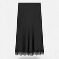 Saia Midi Elegante de Cetim para Mulheres Preto