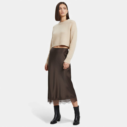 Saia Midi Elegante de Cetim para Mulheres