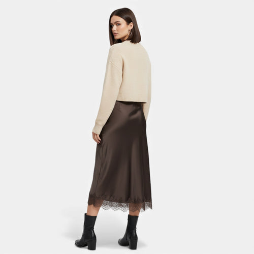 Saia Midi Elegante de Cetim para Mulheres