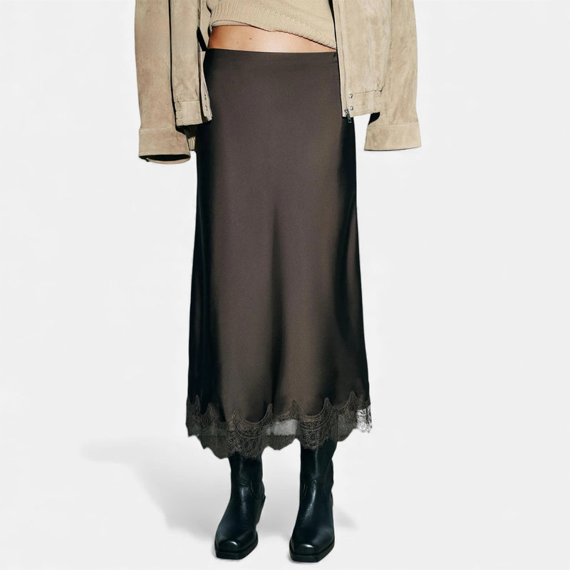 Saia Midi Elegante de Cetim para Mulheres