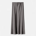 Saia de Cetim Elegante de Cintura Alta para Mulheres Cinza