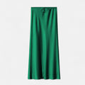 Saia de Cetim Elegante de Cintura Alta para Mulheres Verde