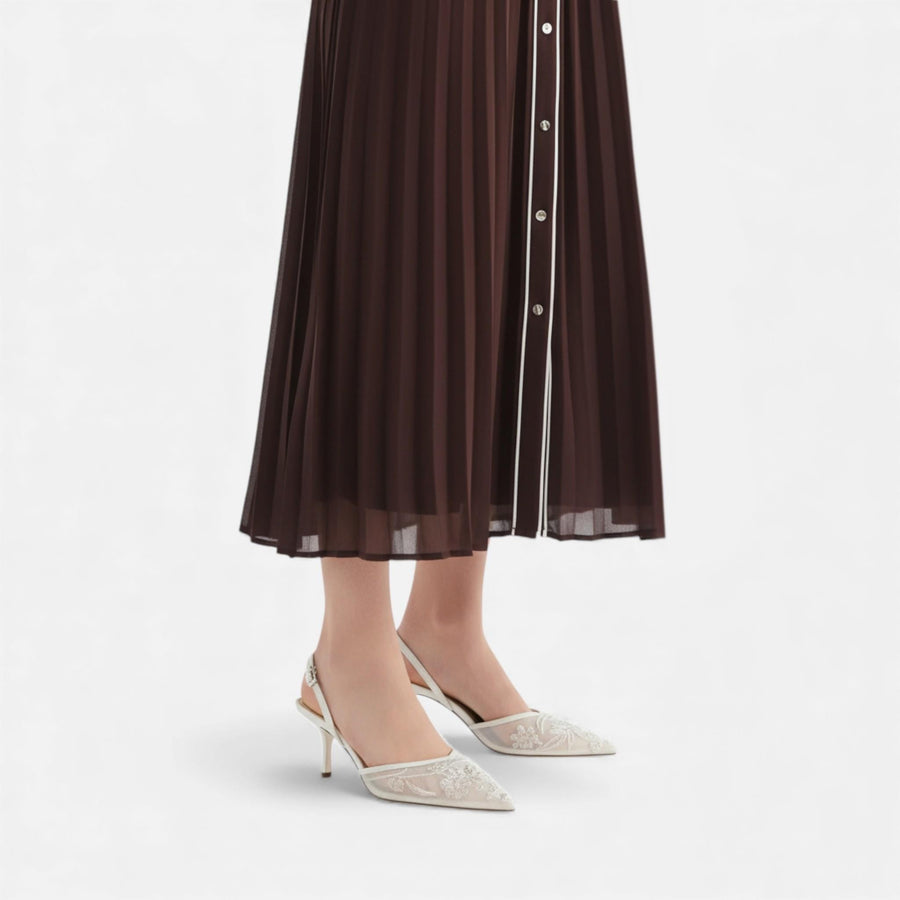 Saltos Designer de Malha Bordada para Mulheres