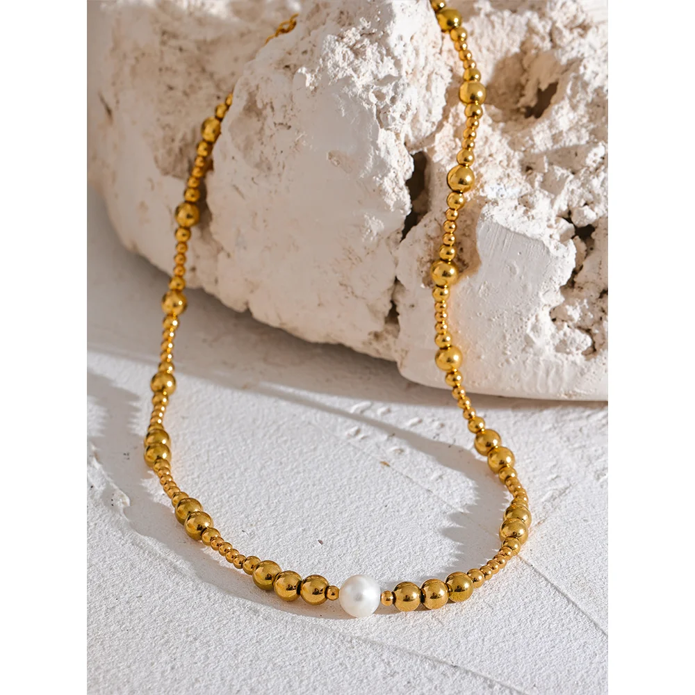 Colar Feminino Gota com Pérola em Aço Inoxidável 10