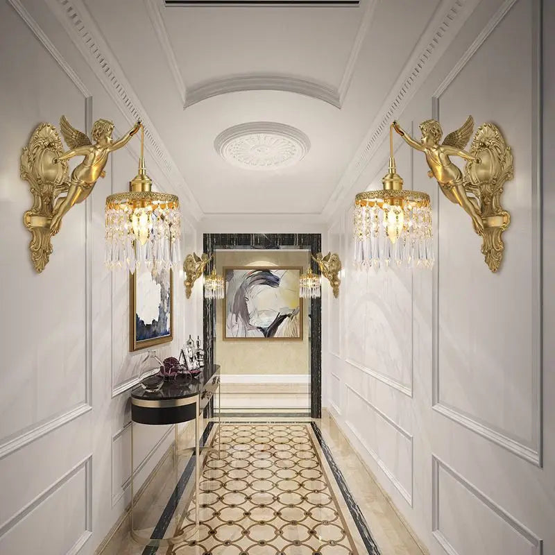 Luminária Francesa Angelical de Cristal e Bronze | Delamantina