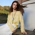 Blusa de Liocel Bicolor com Gola Redonda