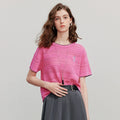Blusa de Tricô Leve Manga Curta para o Verão