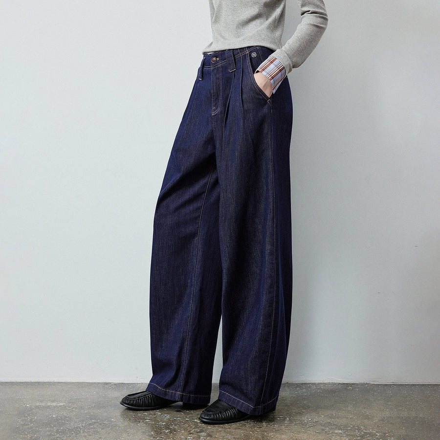 Calça Jeans Feminina Barrel Vintage Cintura Alta