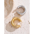 Yhpup 40*37mm Minimalist C-Shape Unusual Earrings Prevent Allergy Polished Metal Stainless Steel Charm Versatile Jewelry