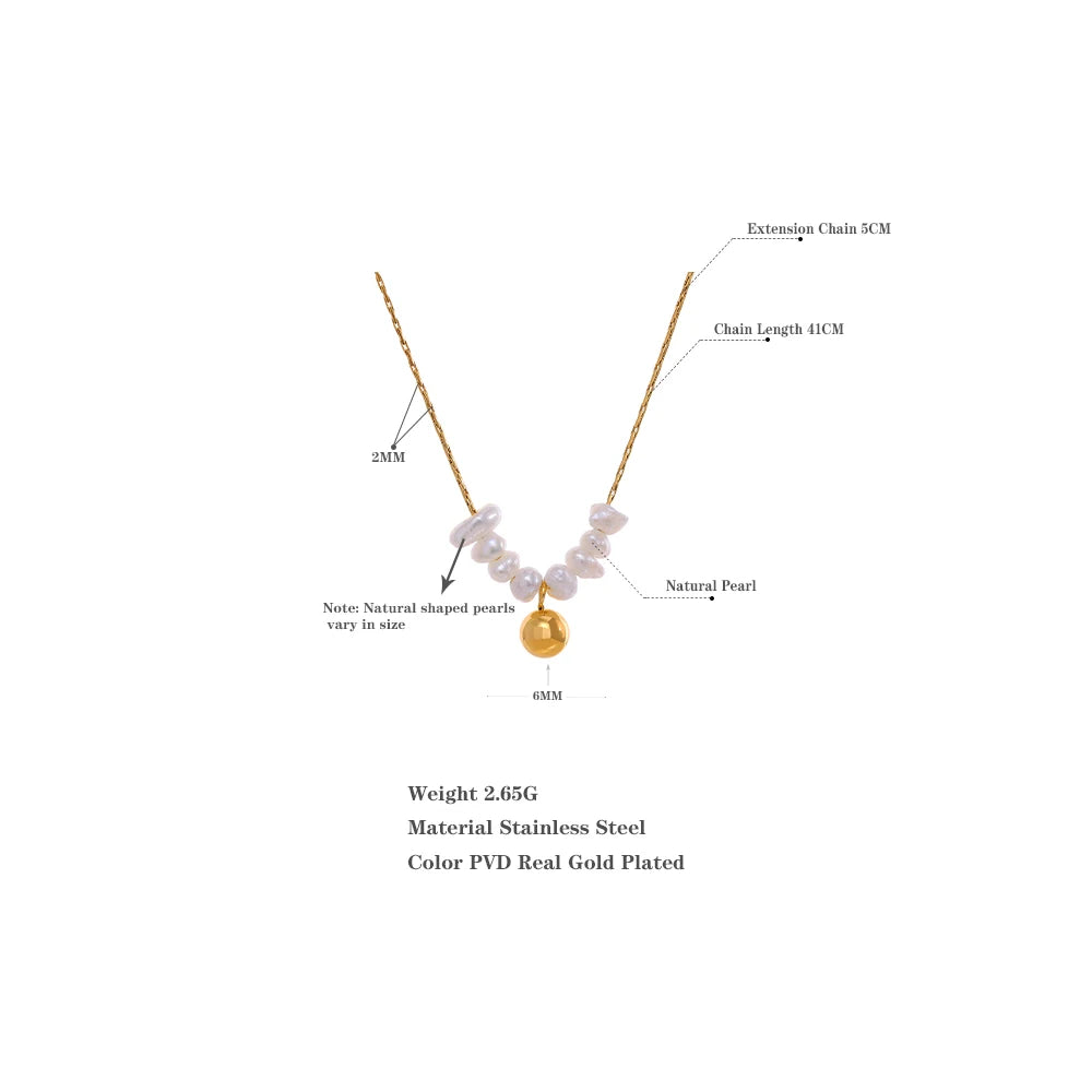 Yhpup Summer Natural Freshwater Pearls Delicate Korean Gentle Charm Necklace Stainless Steel Fashion Jewelry for Women