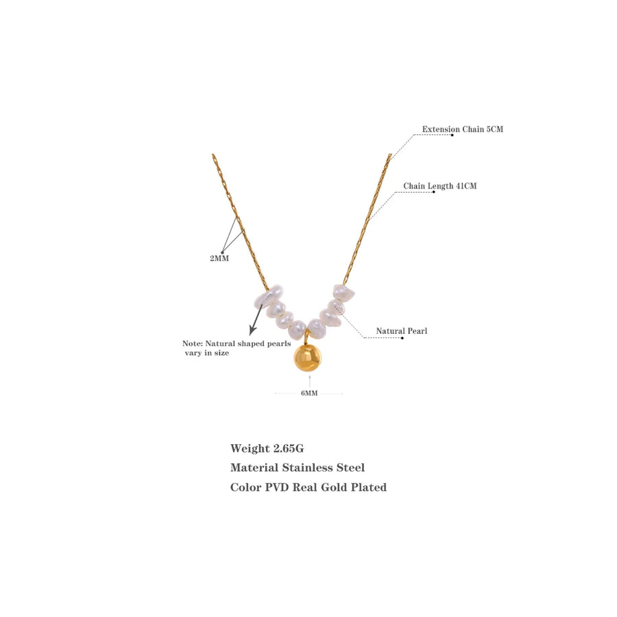 Yhpup Summer Natural Freshwater Pearls Delicate Korean Gentle Charm Necklace Stainless Steel Fashion Jewelry for Women