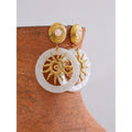 Yhpup Hot Style Metal Sun Round Acrylic Drop Dangle Light Earrings Trending Stainless Steel Charm Daily Jewelry Ear Accessories