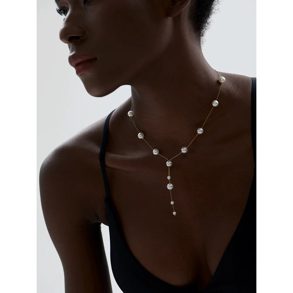 Colar Feminino Redondo com Pérola em Aço Inoxidável 3