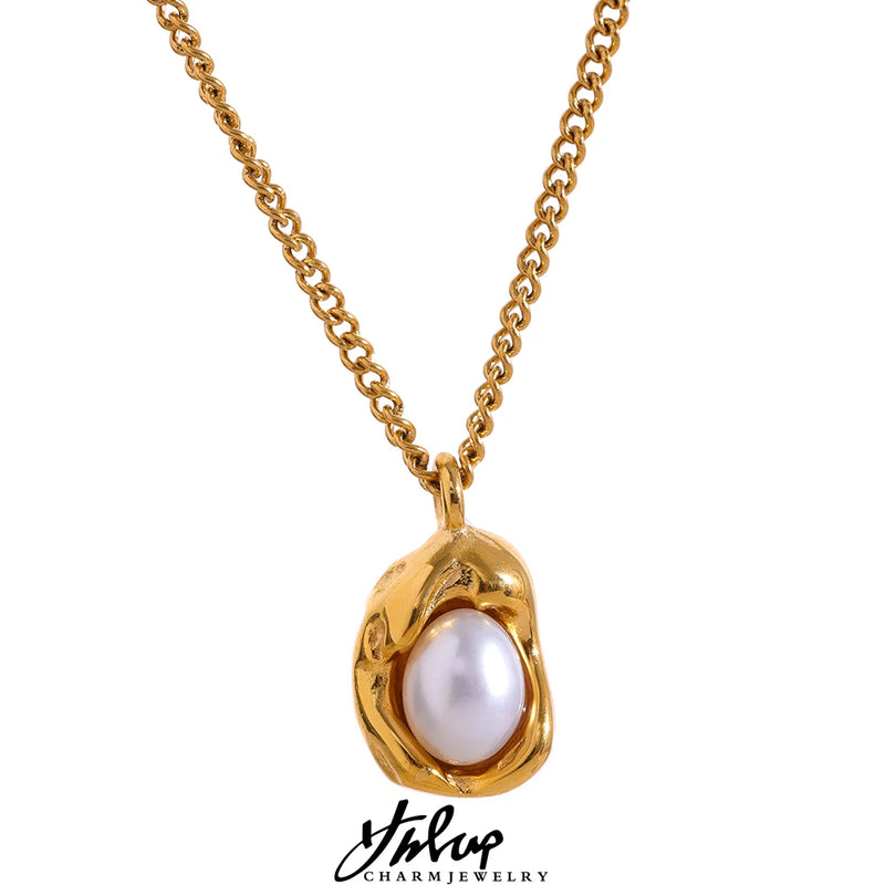 Colar Feminino Gota com Pérola em Aço Inoxidável 3