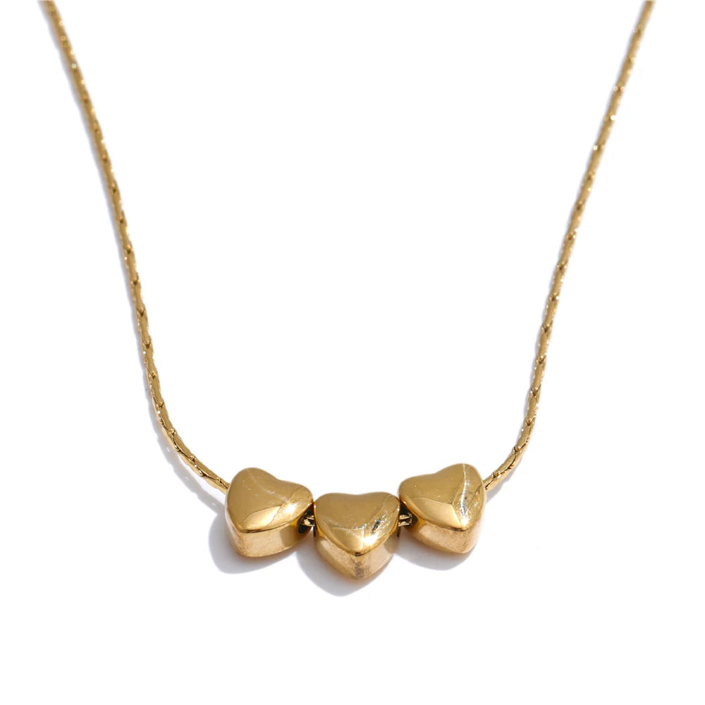 Yhpup 316L Stainless Steel Smooth Metal Heart Love Pendant Necklace Waterproof Attractive Collar Jewelry Accessories YH4819A Gold