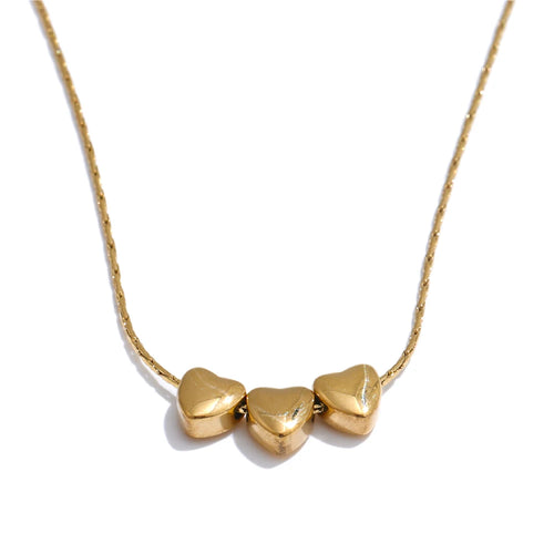 Yhpup 316L Stainless Steel Smooth Metal Heart Love Pendant Necklace Waterproof Attractive Collar Jewelry Accessories YH4819A Gold