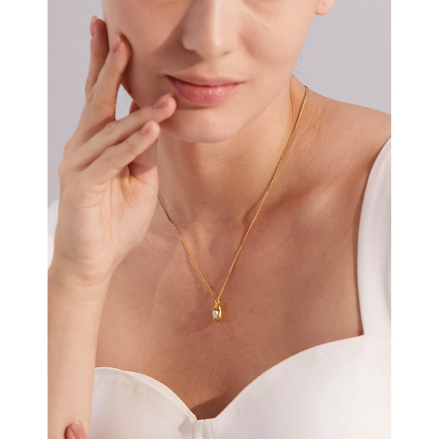 Colar Feminino Gota com Pérola em Aço Inoxidável 3