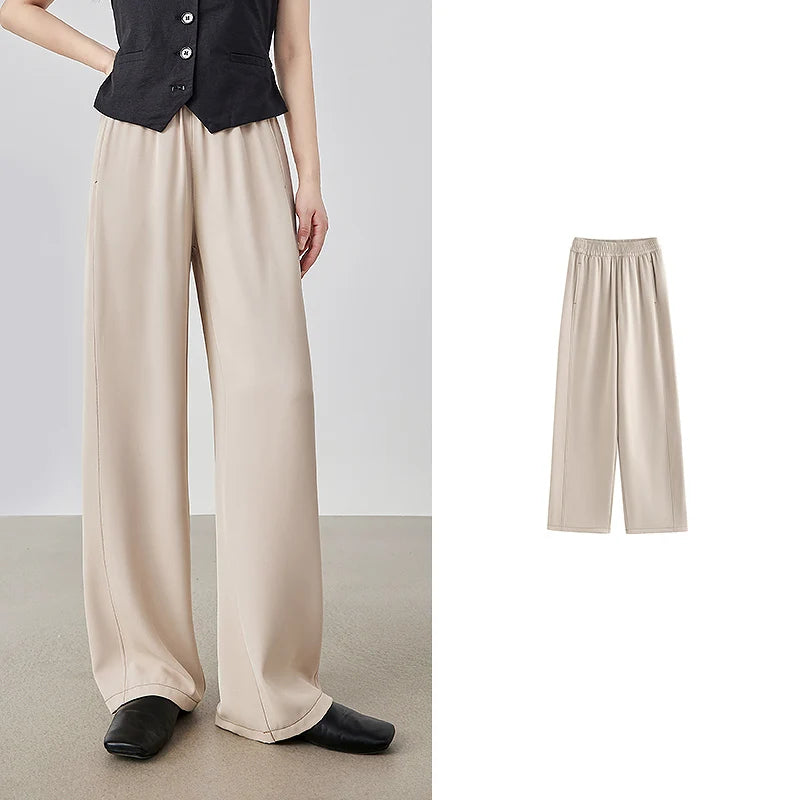 Calça Feminina Wide Leg Esportiva com Cós Elástico Light Yellow