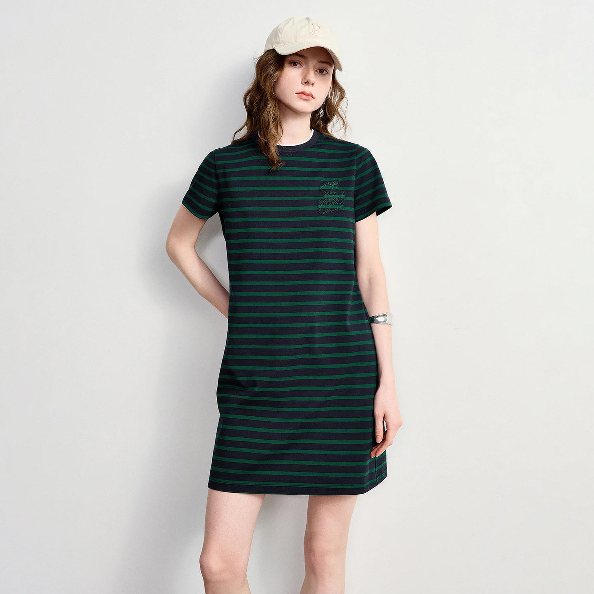 Vestido Camiseta Listrado Náutico Midi