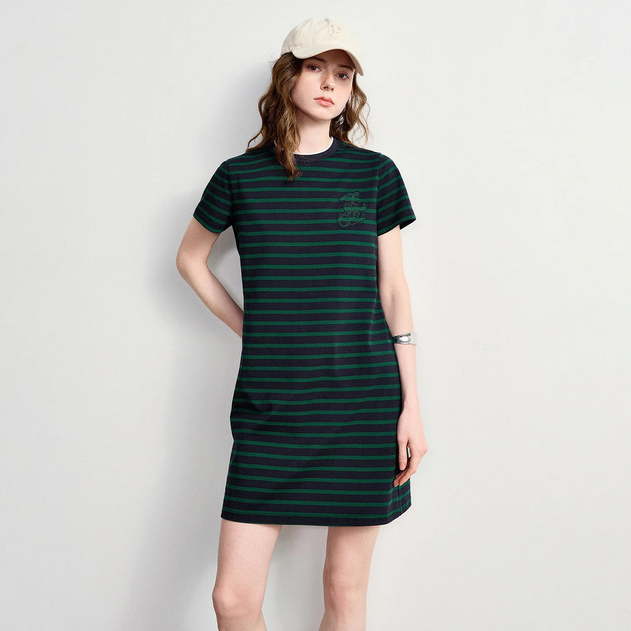 Vestido Camiseta Listrado Náutico Midi