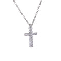 Yhpup Delicate Shiny Cubic Zirconia 316L Cross Pendant Necklace for Women Stainless Steel High Quality Jewelry Water Resistant YH3651A Platinum