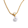 Yhpup New Korean Exquisite Australian Shell Stainless Steel Simulated Pearl Pendant Necklace Daily Versatile Chic Collar Jewelry YH171A Gold