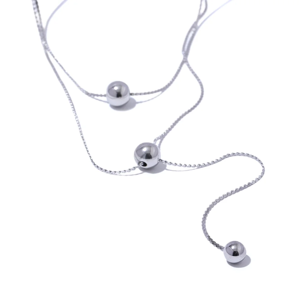 Colar de Camadas Redondo com Contas decorativas 2 YH3151A Platinum