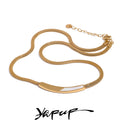 Yhpup Exquisite Chain Stainless Steel Natural Shell Collar Necklace Tarnish Resistant 18K PVD Plated Stylish Daily Jewelry Gift