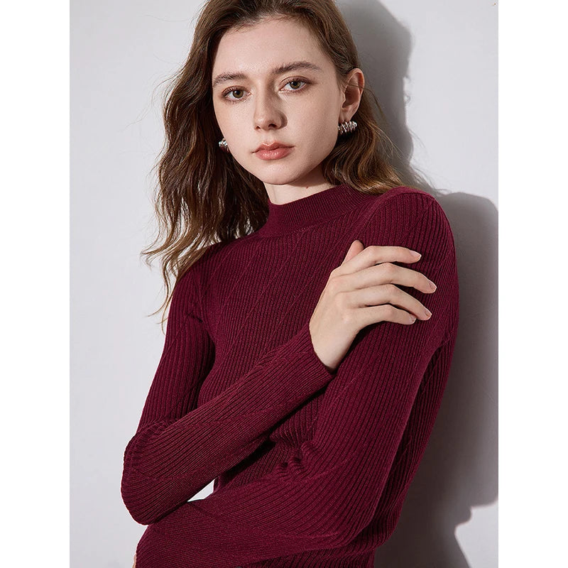 Suéter Vermelho de Lã com Gola Alta