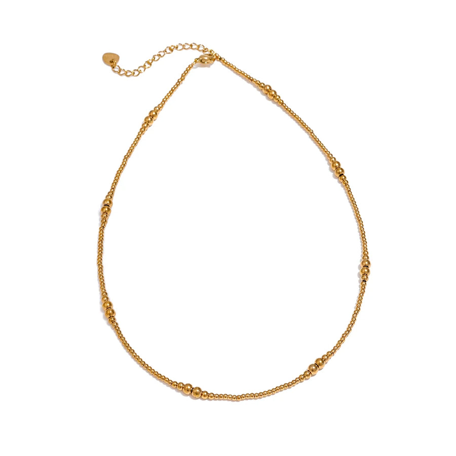 Colar Feminino Redondo com Contas decorativas em Aço Inoxidável Ouro