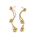 Yhpup Exquisite Stainless Steel Handmade Polished Chain Chest Necklace Water Drop Dangle Fashion Earrings Women Charm Jewelry YH5048A G-Earrings