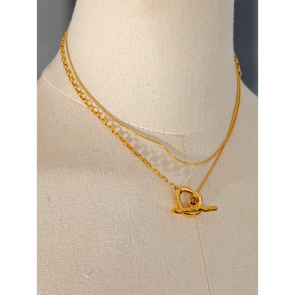Colar Feminino de Camadas Gota em Aço Inoxidável 3
