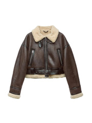 Casaco Curto Feminino com Pelo para Inverno