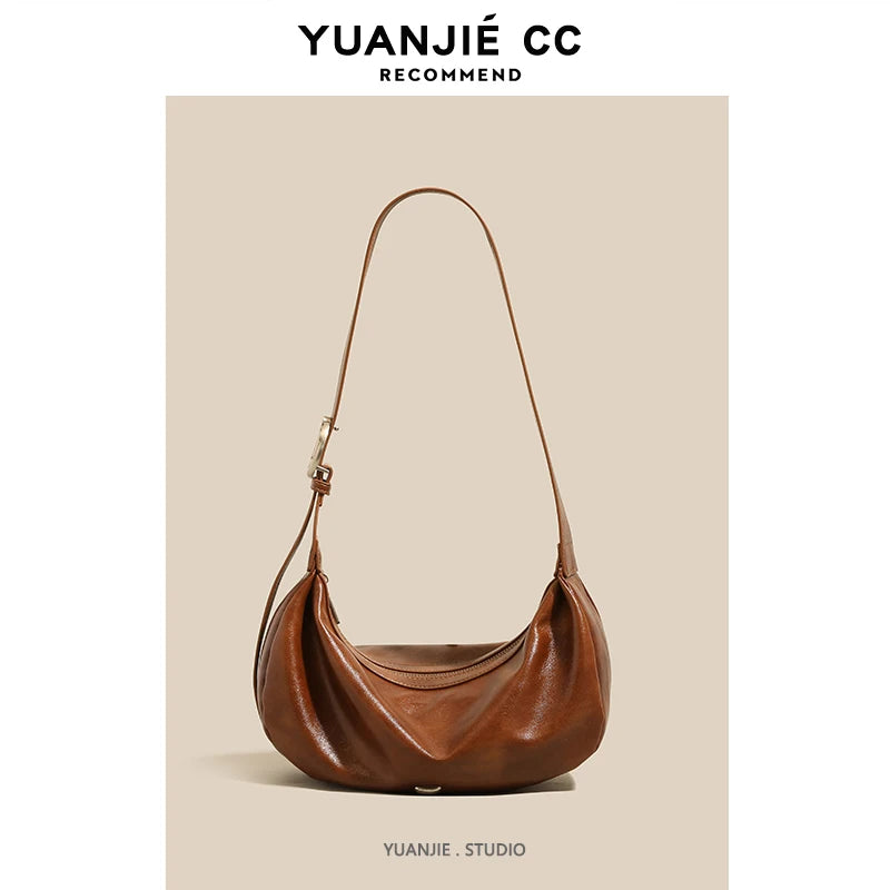 Bolsa Feminina Transversal em Couro Macio com Grande Capacidade