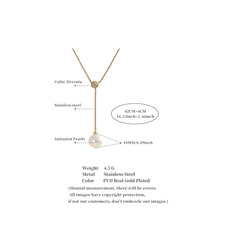 Colar Feminino Gota com Pérola em Aço Inoxidável