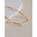 Yhpup Natural Freshwater Pearls Stainless Steel Pipe Handmade Necklace Bracelet Gold Color PVD Plated Fashion Jewelry Bijoux