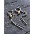 Brinco Pendente Longo com Pérola Natural e Zircônia