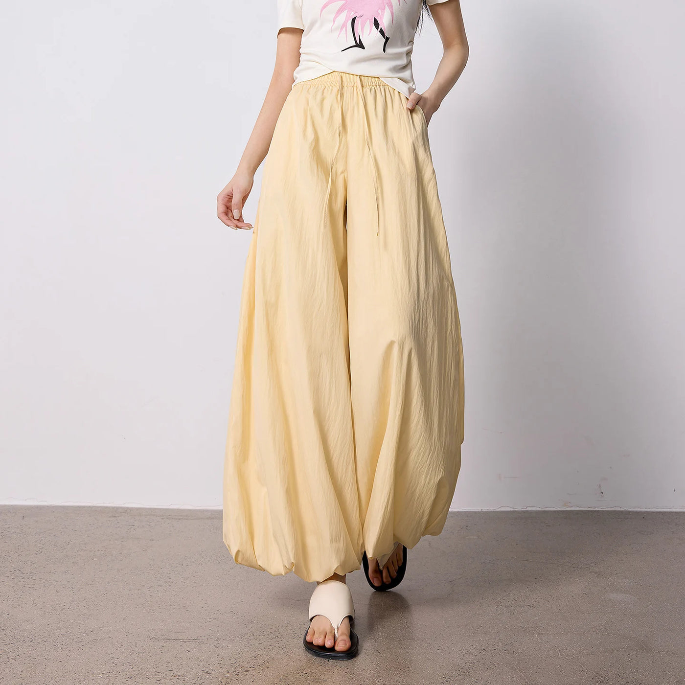 Calça Wide Leg Feminina Antiamassado Cropped