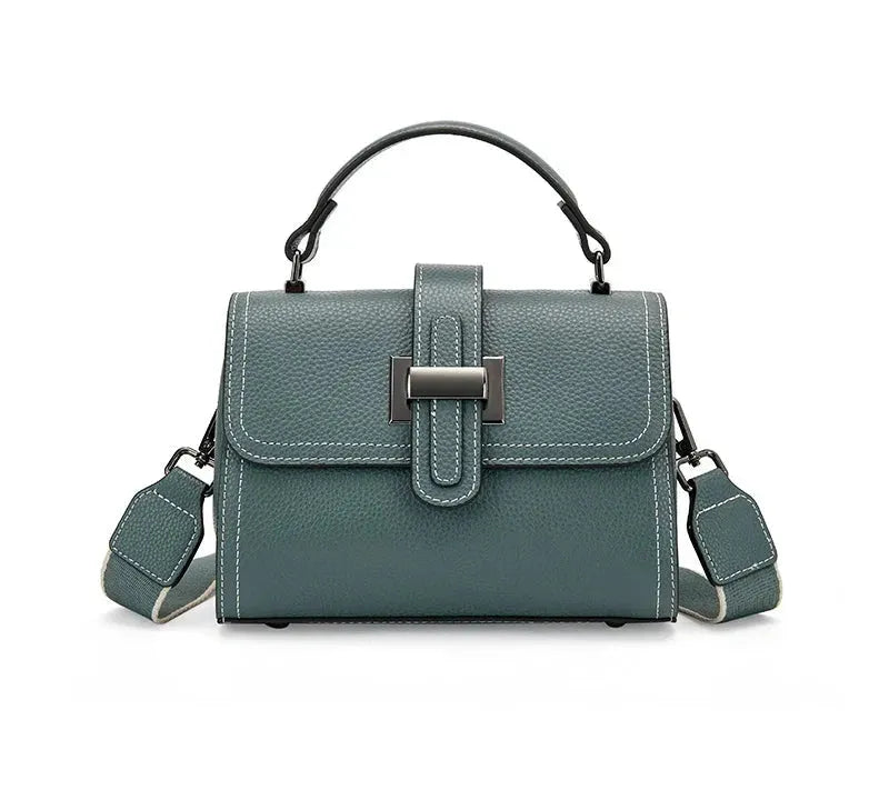 Bolsa feminina pequena de couro legítimo transversal quadrada com alça única