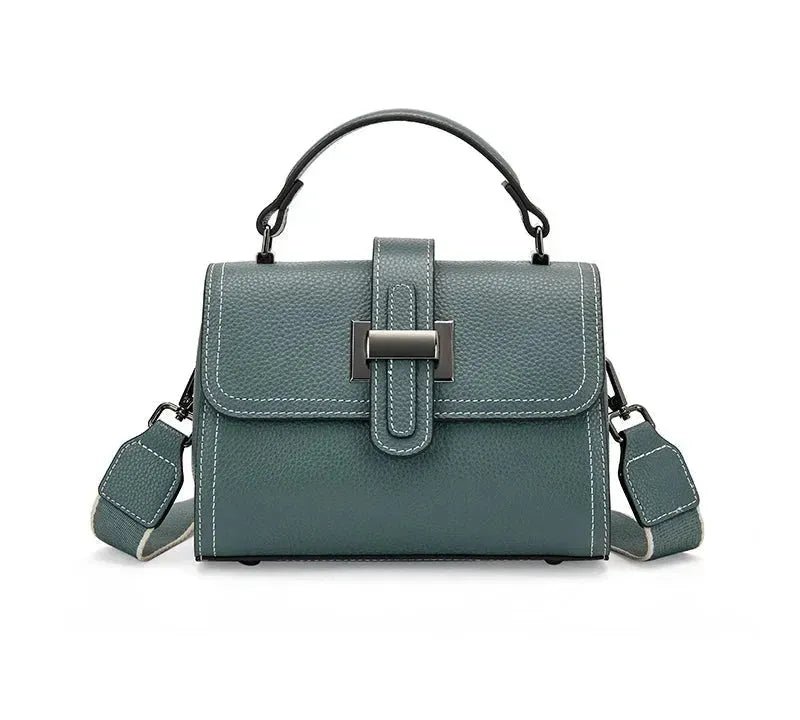 Bolsa pequena feminina de couro legítimo transversal e de mão quadrada