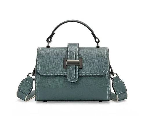 Bolsa pequena feminina de couro legítimo transversal e de mão quadrada