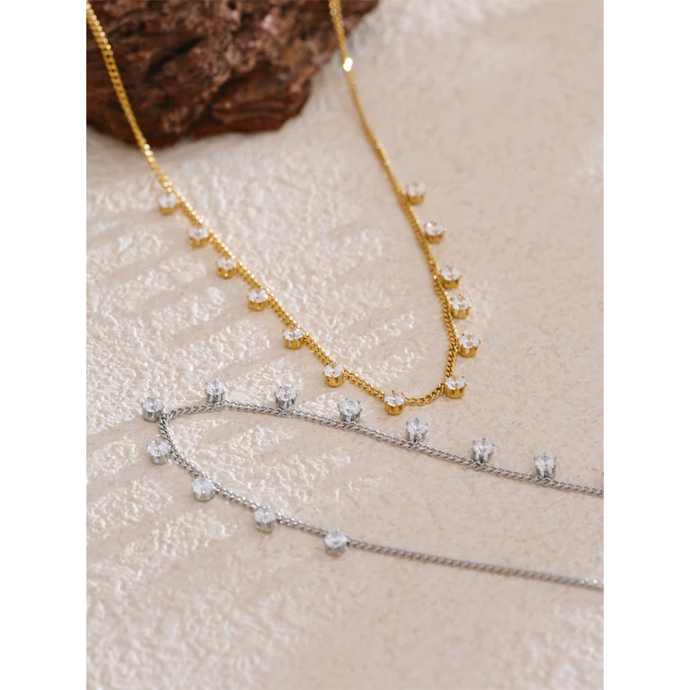 Colar Feminino Gota com Zircônia em Aço Inoxidável 8