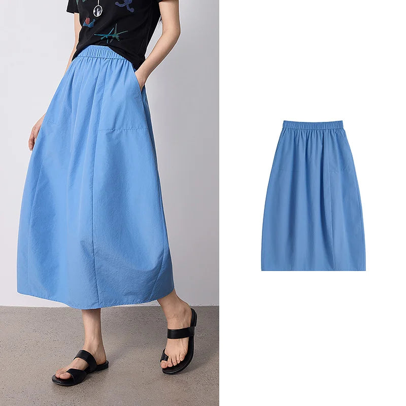 Saia Midi Feminina Balonê Texturizada