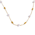 Yhpup Fashion Stainless Steel Simulated Pearls Bead Chain Necklace Tarnish Resistant 18K Golden Plated Collar Chic Neck Jewelry YH787A Gold